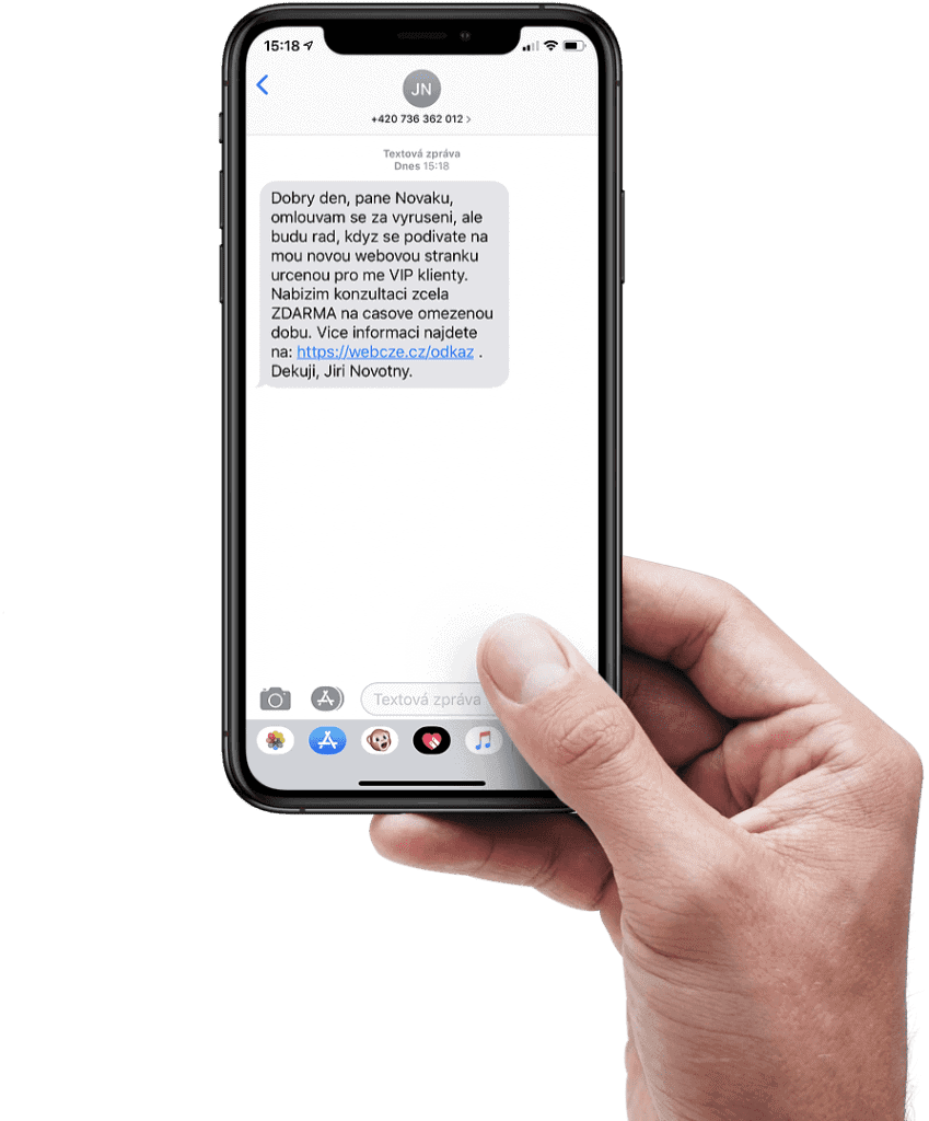 Zprava SMS kontaktu