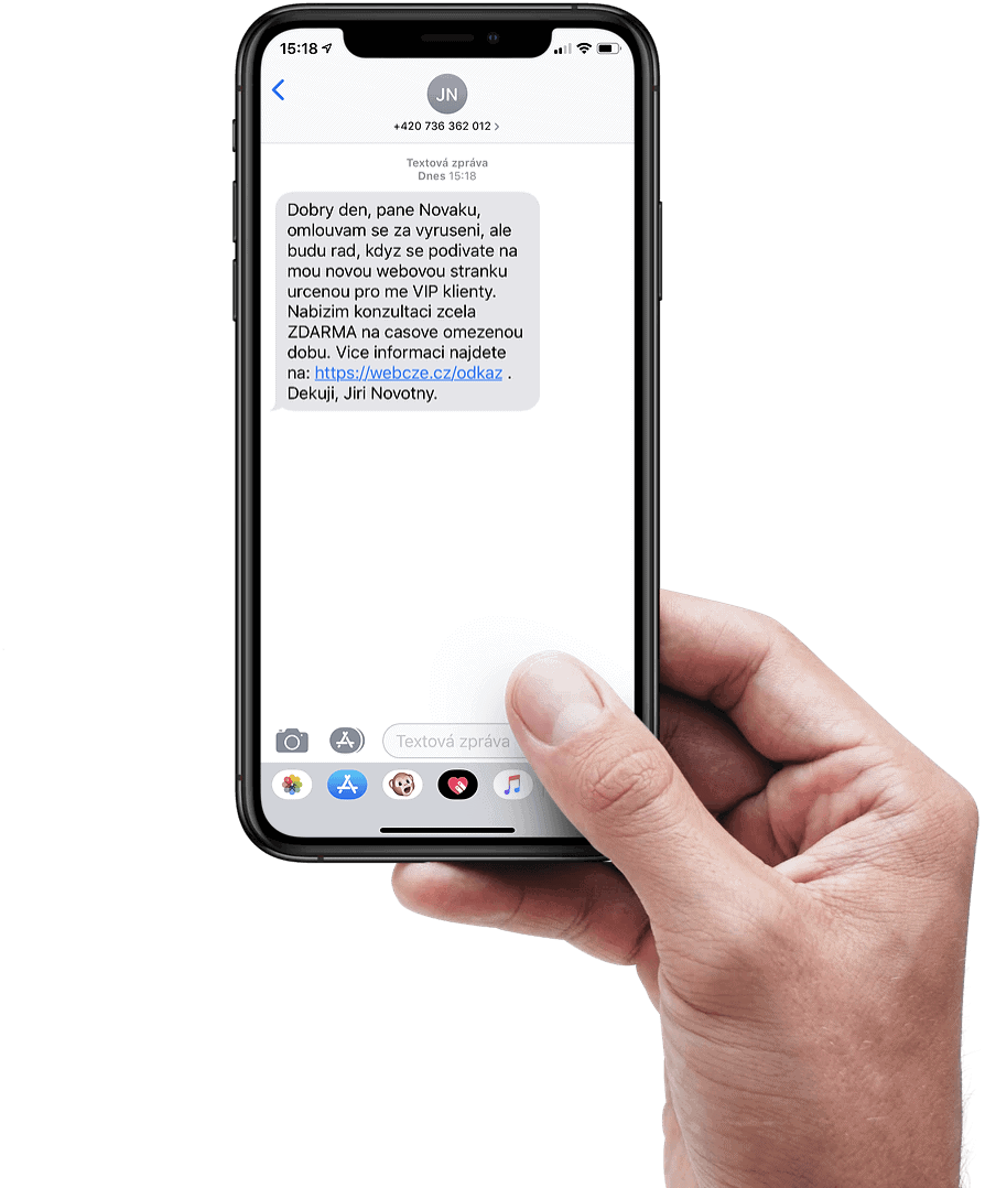Zprava SMS kontaktu